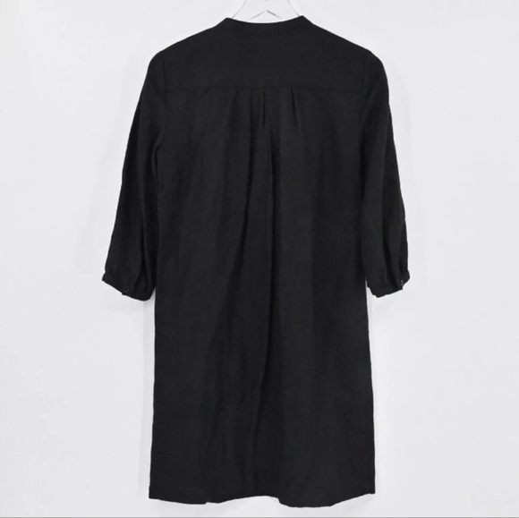 MICHAEL KORS Linen Dress Black Tunic Embellished Neck Retro Mod - Picture 3 of 5